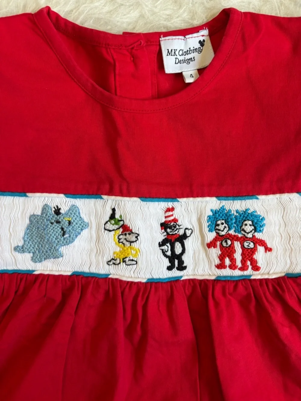 MK Boutique Dr Seuss Characters Embroidered Smocked Top & Matching Leggings